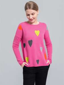 Suéter de invierno de mujer de Cachemira pura personalizado estilo suelto informal con cuello redondo y diseño de punto <span class=keywords><strong>en</strong></span> forma de corazón - Product Image 2