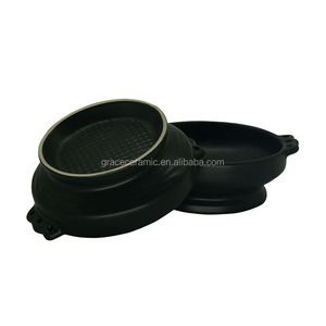 Bol en céramique classique <span class=keywords><strong>noir</strong></span> <span class=keywords><strong>mat</strong></span> pour plats traditionnels éthiopiens Tabia et Shekla, plat à viande éthiopien pour KITFO - Product Image 2