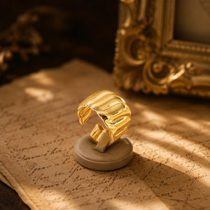 Anillo Abierto Acanalado de Acero Inoxidable, Anillo Ajustable con Banda Texturizada, en Oro y Plata, para Hombre y Mujer, Antideslustre, con Logotipo Personalizado OEM - Product Image 4