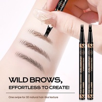 Crayon à sourcils liquide teinté de haute qualité à quatre pointes, résistant à l'eau, à la transpiration, longue tenue, anti-bavures, application fluide