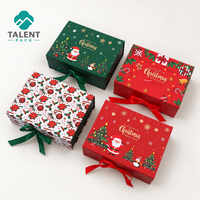 Boîte magnétique pliable de Noël en carton ondulé rouge, boîte rigide pour cadeaux de fêtes, emballage avec couvercle à fermeture magnétique