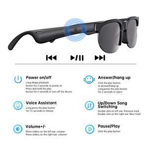 Thông minh kính tai nghe Stereo Tai nghe loa kép cảm ứng không dây BT Kính mát tai nghe du lịch lái xe phiên dịch Kính - Product Image 4