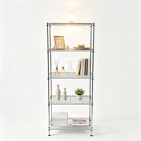 Décorations pour le salon, étagère à livres multifonctionnelle à 5 niveaux, étagère de rangement en fil chromé