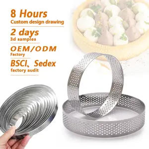 9pcs Set Food Grade stainless Steel 304 Round Cake Ring Perforated Baking Mousse Tart Mold