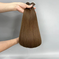 Extensions de cheveux naturels Nano Tip I Tip, lisses, brun moyen, 100% cheveux humains Remy, extensions à pointe filaire pour salon