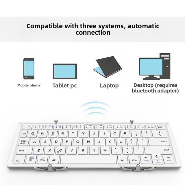 Three-fold Metal for Wireless Mini Keyboard for Mobile Phone and Tablet