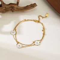 Chaîne de perles plaqué or bijoux de mode simples pour femmes ensemble de bijoux de collier de cheville bracelet chaîne de fleurs de coquillage