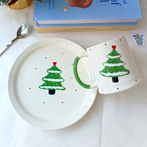 Cute Gingerbread Mug Ceramic Coffee Cup Hand Painted <b>Christmas</b> Tree Mug - Product Image 3