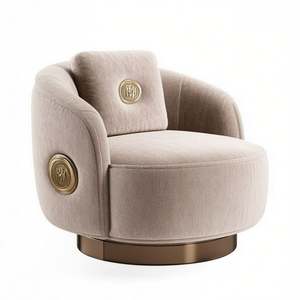 Sillón de Diseño Moderno y Cómodo, Giratorio, con Base de Metal, Tapizado en Terciopelo, Portátil, para Hotel o Villa - Product Image 4