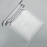 Sac de corde à tirer en coton avec poche personnalisée givrée Pe Wear Sac de rangement cosmétique à cordon en plastique pour maquillage