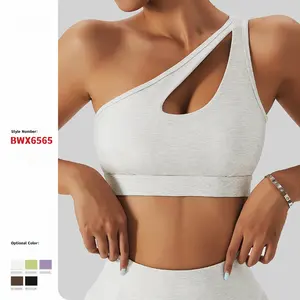 Gimnasio Activewear Fitness secado rápido correr fitness sujetador mujeres deportes sujetador Sexy solo un hombro Yoga sujetador