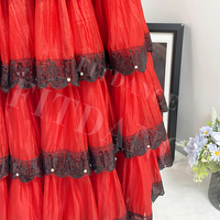 Costume professionnel Don Quichotte Kitri, robe de flamenco à volants rouge et noire