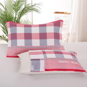 2er Pack Home Use Drei schicht iger Kissen bezug aus gemischter Gaze und Schal mit festem Muster, gewebte, atmungsaktive Verschlüsse lung, anpassbare Größe - Product Image 4