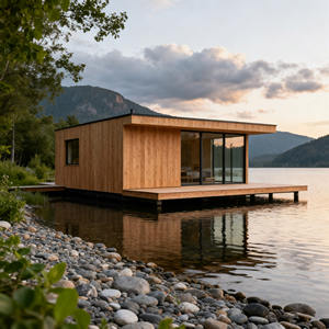 Роскошный лесной домик на берегу озера деревянный дом бунгало с панорамным видом - Product Image 1