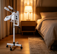 Appareil de soin du visage 3 en 1 Salon Special, vaporisateur à double buse sur support mobile avec lampe loupe d'analyse cutanée