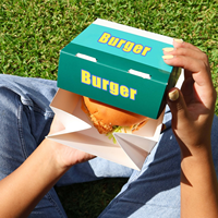 Empaquetado de Alimentos y Bebidas, Empaquetado Personalizado para Restaurantes, Caja de Hamburguesas Biodegradable de Lujo para Llevar, con Relieve, Materiales Reciclados