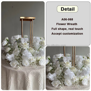 Guirlande de fleurs de rose blanche A06-068 avec des fleurs de gypsophile, arrangement de centre de table, décoration - Product Image 2