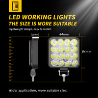 Lampu kerja LED mobil mini persegi 16 lampu 48W lampu bantu berkendara