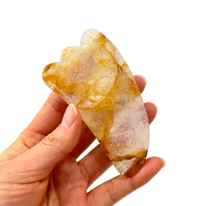 Hochwertiges natürliches Citrin Gua Sha Gelb Quarz Guasha Gesichts werkzeug für Facelift ing Gesichts <span class=keywords><strong>massage</strong></span> gerät für Spa - Product Image 4