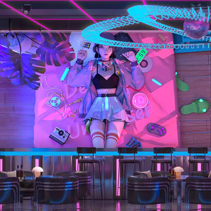 บาร์/KTV อินเทอร์เน็ตคาเฟ่เกมสไตล์ทันสมัยวอลล์เปเปอร์ภาพจิตรกรรมฝาผนังนิยายวิทยาศาสตร์พื้นหลังแสงพราวกันน้ำ - Product Image 3