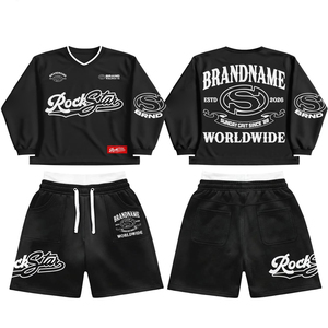 Ensemble chemise et short décontracté d'été respirant à manches longues, personnalisable avec logo OEM, 100 % coton écologique, style streetwear, vente en gros - Product Image 1