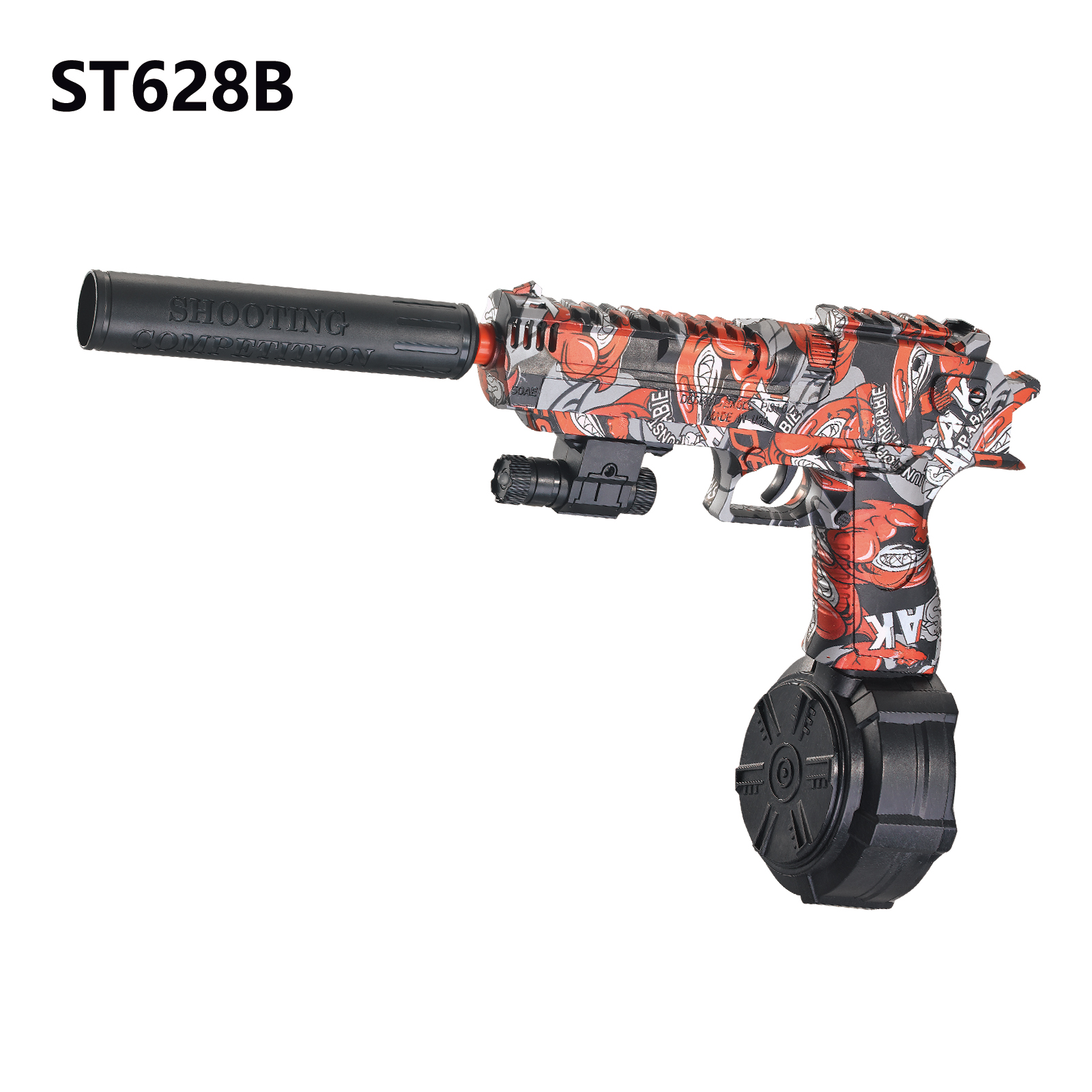 Pistola De Gel Blaster AKM Con Diseño Graffiti Azul Y Blanco – Batería Recargable, Munición De Gel, Gafas Incluidas, Para Adolescentes Y Adultos +14 Años