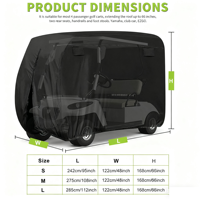Housse de voiturette de golf en polyester imperméable résistante aux UV 600D Oxford universelle pour 4 passagers Protection contre toutes les intempéries Anti-rayures