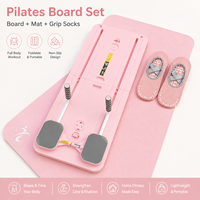 Ensemble de planche de Pilates pliable 6 en 1 avec tapis de yoga en TPE assorti et chaussettes antidérapantes en coton pour l'entraînement à domicile et l'utilisation en studio