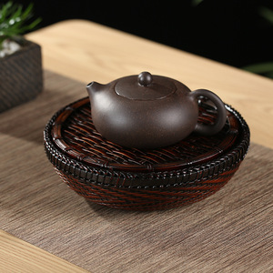 Handmade Bamboo Woven Water Jug Round Chinese Style <b>Tea</b> Tray Eco Friendly <b>Tea</b> <b>Set</b> Base - Product Image 2