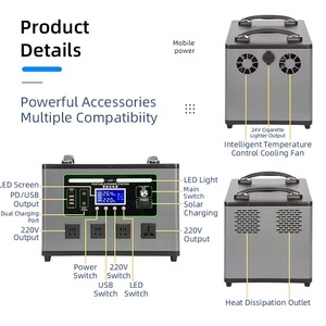 Estación de Energía Portátil de 2000W y 2201.6Wh, Generador Solar con Paneles, 220V, Onda Sinusoidal Pura, MPPT, Compatible con Automóviles, Almacenamiento de Energía - Product Image 6