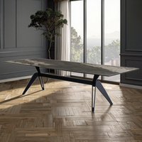 Usine chinoise vend des tables à manger modernes de luxe léger avec pieds en métal et plateau en céramique en verre trempé, meubles de salle à manger 4 places
