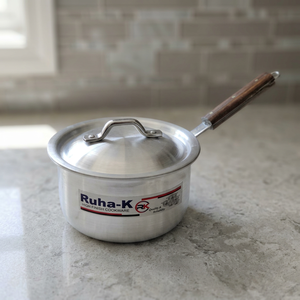 Casserole en aluminium Ruha-K avec couvercle en aluminium et poignée en bois, finition haut de gamme, design minimaliste, compatible avec les cuisinières à gaz, durable - Product Image 3