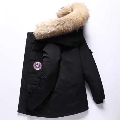 High End Plus Size Men's Clothes Padded Winter Goose Duck Down Jacket Hooded Puffer Jacket With Fur