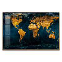 Mapa del Mundo Decorativo para Oficina, Estilo Vintage con Acabado de Madera, Decoración Náutica, Mapa del Mundo Moderno Enmarcado