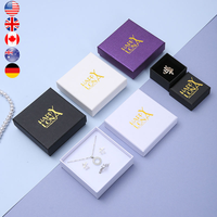 A1 Emballage de boîte à bijoux écologiques avec couvercle et base en papier d'art personnalisé Boîte à bijoux violette Boîte de rangement pour collier et bague avec logo