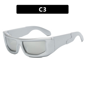Lunettes de soleil Hip Hop UV400, style rectangulaire tendance, haute qualité, pour sports de plein air - Product Image 6