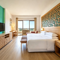 Ensemble de mobilier FF&E pour hôtel de villégiature tropicale : lit de chambre, meuble-lavabo de salle de bain, design moderne, meubles sur mesure en contreplaqué pour chambre d'hôtel