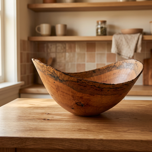 Bol de service à salade en bois d'acacia poli, design vintage, écologique, fait main, personnalisable, grande capacité, léger, pour les fêtes - Product Image 1