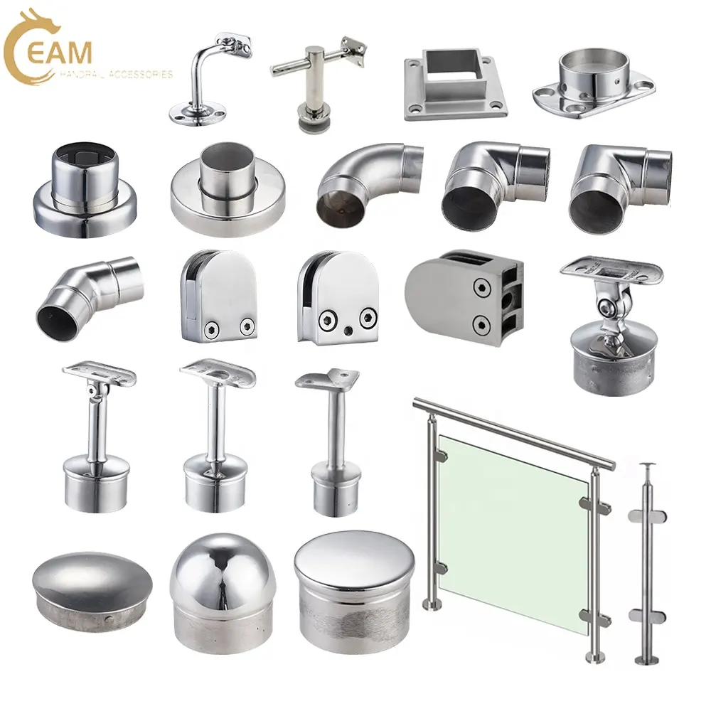Glass Balustrade Balcony Deck Staircase Railing Fittings Railings Handrail Accessories Stainless Steel Staircase Fittings