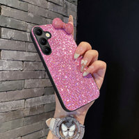 Étui de téléphone en TPU anti-empreintes digitales 3D, antichoc, avec porte-cartes, design brillant avec nœud en diamant pour A57 A37