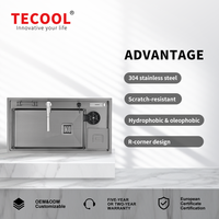 Évier de cuisine multifonction personnalisé à montage supérieur, cuve unique, avec robinet et rince-gobelet en acier inoxydable SS304