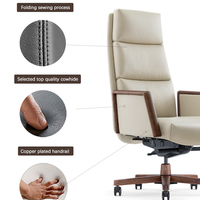 Chaise de luxe au design moderne à dossier haut avec accoudoir en bois Chaise de bureau de direction inclinable pour patron