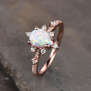 Newest <b>Opal</b> Jewelry Teardrop 925 Sterling <b>Silver</b> Dainty <b>Opal</b> <b>Ring</b> for Girls - Product Image 2