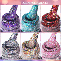 Vente en gros DIY UV Nail Extension Supplies Private Label Polly Acrylic Poly Gel avec lampe à LED Sparkling Glitter Gel