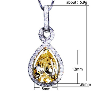 Collar con Colgante de Piedra Amarilla en Forma de Pera para Mujer, Joyería de Moda para Uso Diario, Regalo - Product Image 5