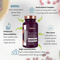 Complexe d'astaxanthine de haute qualité et à absorption élevée favorisant la protection antioxydante de la vue en gélules molles