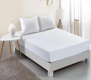 Qualidade do hotel folha de cama lençol folha plana lençol para o hotel de linho branco equipado com elástico