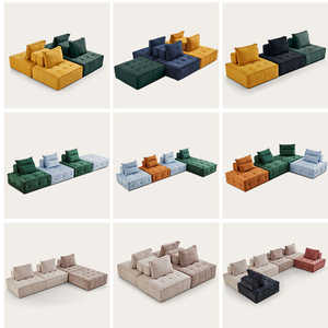 Divano Modulare a Tre Posti YISI in Tessuto, Set con Imbottitura in Spugna, Design Senza Telaio a Blocchi Tofu, Moderno per Soggiorno - Product Image 4