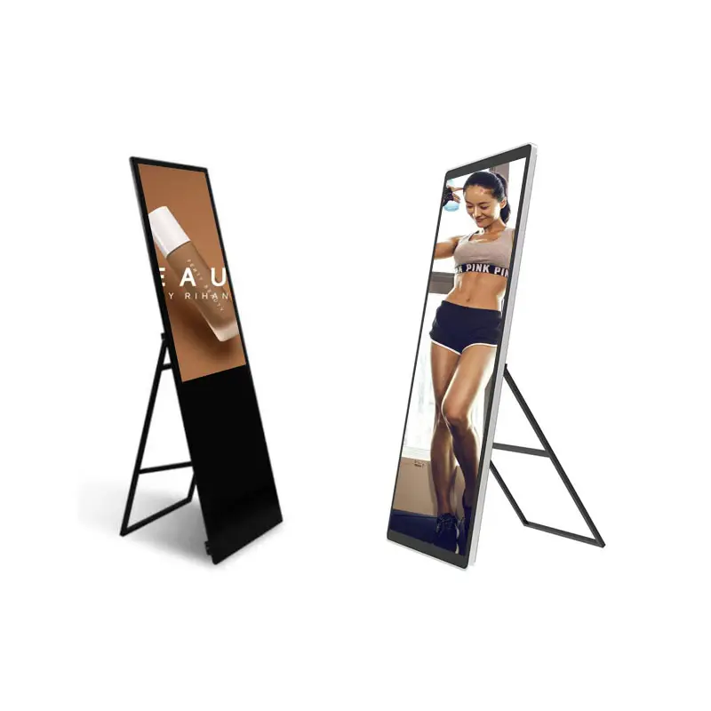 43 Inch Standalone Reclame Opvouwbare Draagbare Digitale Bewegwijzering Lcd Poster Display Reclame Lcd Poster Display