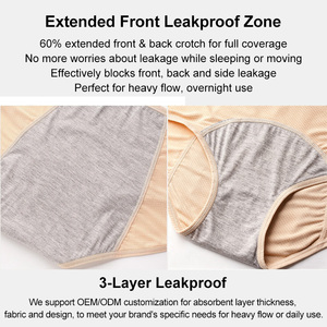OEM High Waist Menstrual <strong>Underwear</strong> 4XL 5XL 6XL 7XL 8XL Plus Size Period Pants 3 Layer Leakproof Period Panties <strong>for</strong> <strong>Women</strong> Ladies - Product Image 3
